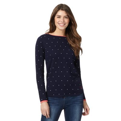 Navy textured spotted jumper